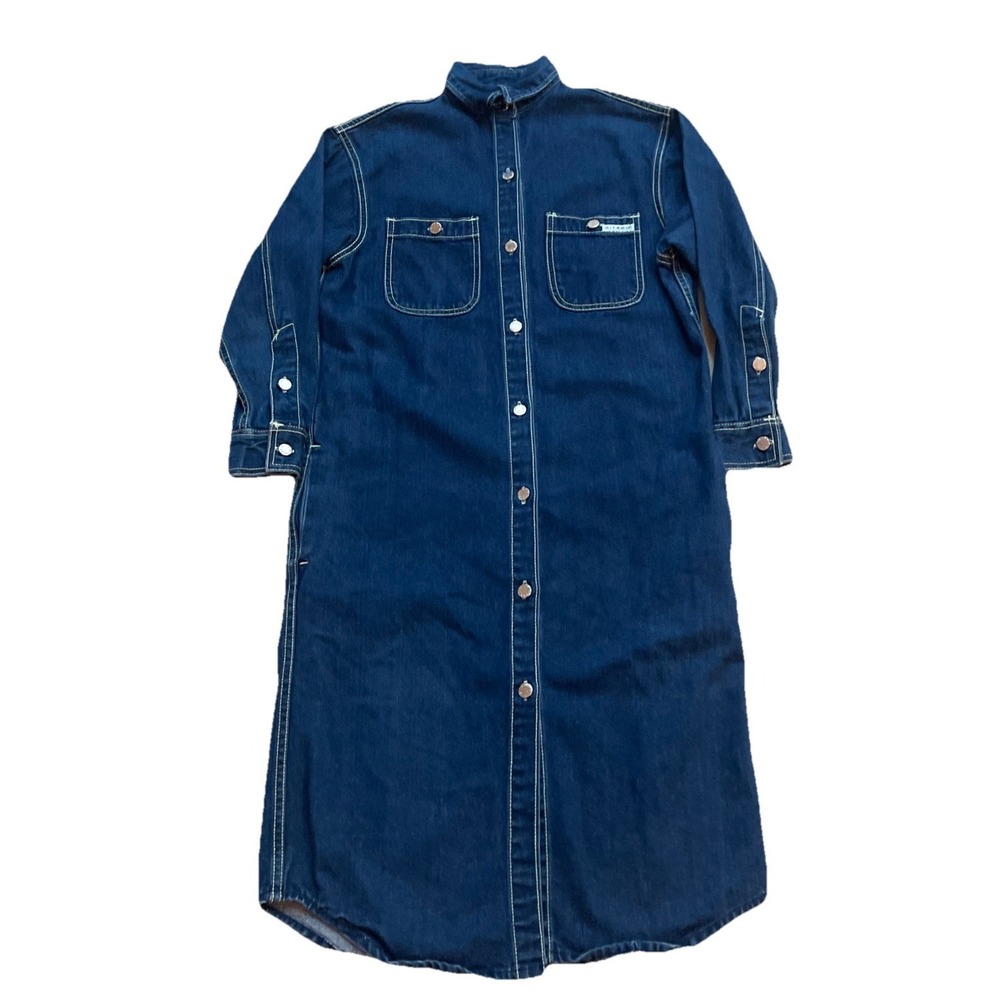 Vintage Gitano Denim Long Shirtdress Dark Wash Women's Size 9 Button Up